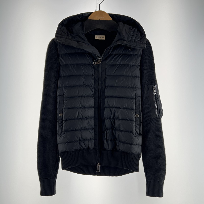 【中古品】【メンズ】  MONCLER モンク軌跡 D20919402800-94789 MAGLIONE TRICOT CARDIGAN 落ちこむ 上衣 編み物 アウター 厚地の外套 古着 141-260603-mh-09-fuz 大きさ：S 色つや：黒いこと 生生世世Net店