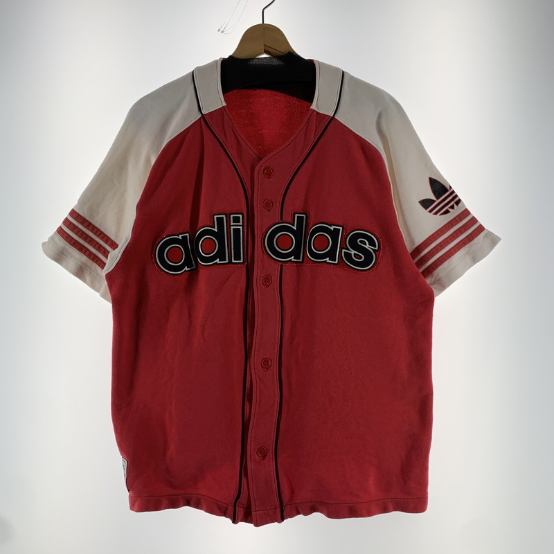 【中古品】【メンズ】 ADIDAS アディダス ベースボールシャツ スウェット 80年代 半袖 トップス 古着 148-260607-mh-29-fuz サイズ:L カラー:レッド 万代Net店|万代Net店