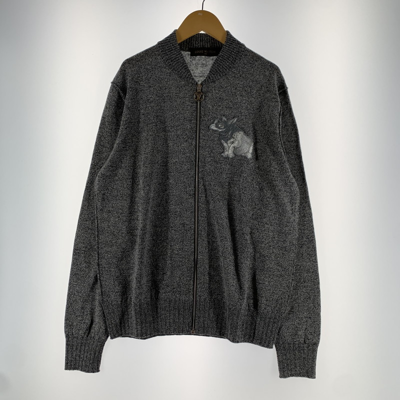 【中古品】【メンズ】  LOUIS VUITTON × CHAPMAN BROTHERS ルイヴィトン チャップマン ブラザーズ RM171M OCH HBN20W 17SS CHAPMAN RHINOCEROS SWEATER ジップアップ ジレー トップス 長袖 古着 179-260607-mh-27-fuz 大きさ：L 色つや：薄墨色 生生世世Net店