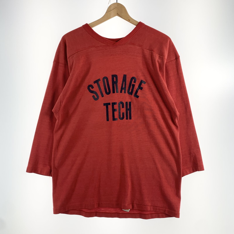 【中古品】【メンズ】  RUSSELL ラッセル 70年月日 蹴球 TEE  ティーシャツ 金下げ札 USA製 ナンバリング28 トップス 古着 145-260608-mh-01-fuzh 大いさ：L 色合い：赤いこと 生生世世Net店