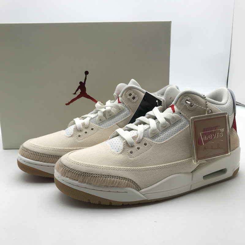 【中古美品】【メンズ】  LEVI\u0027S×NIKE リーヴァイズジーンズ×ナイキ IR0910-400 AIR JORDAN 3 RETRO SP ECRU DENIM 27.0珊 箱・黒下げ札属する スニーカー 靴 160-260617-io-12-fuzh 万劫末代Net店