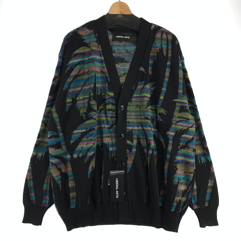 【中古品】【メンズ】 LIBERAL ARTS リベラルアーツ KNIT ニット CARDIGAN カーディガン 定価￥68.200 タグ付属 142-260707-ny-08-fuzh サイズ：フリー カラー：ブラック マルチ 万代Net店｜万代Net店
