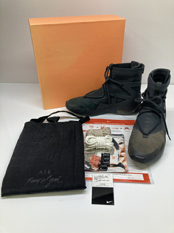 【現状渡し品】【メンズ】 NIKE ナイキ &times; FEAR OF GOD フィアーオブゴッド 別注 コラボ AIR FEAR OF GOD 1 TRIPLE BLACK AR4237-005 エアフィアーオブゴッド1 スニーカー 靴 160-260718-kk-07-hon カラー：OFF NOIR/OFF NOIR 万代Net店｜万代Net店 14,256円
