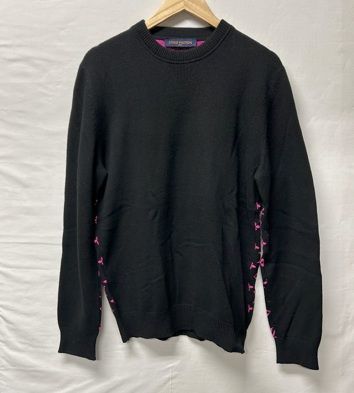 LOUIS VUITTON アンゴラニット ブルーグレー Mサイズ Louis Vuitton ルイ ヴィトン ボーダー ニット トップス メンズ