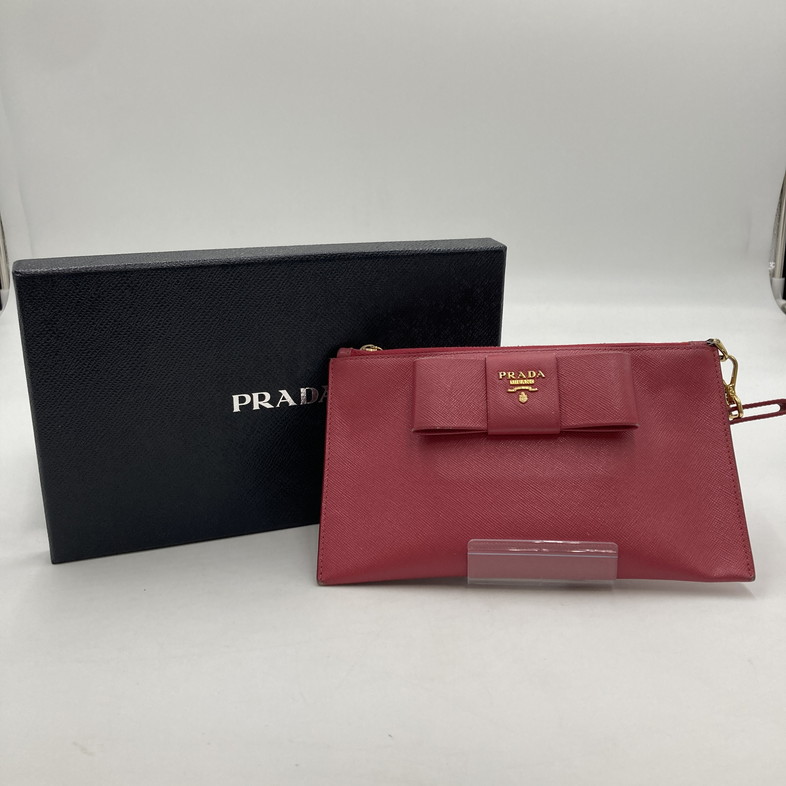 楽天市場】PRADA(プラダ) リボン ポーチ レザー【ブランドバッグ