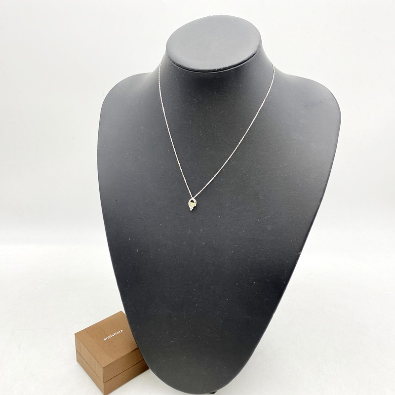 美品　K18WG ミルフローラ ブラックダイヤ ネックレス　10ct　箱/保証書 美品 K18WG ミルフローラ ブラックダイヤ ネックレス 10ct 箱