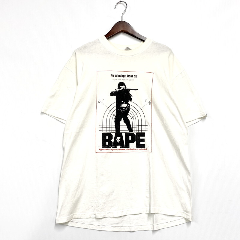 【中古品】【メンズ】 A BATHING APE アベイシングエイプ anvil HUNTING PRINTED T-SHIRT アンビル プリントTシャツ 90S最初期 半袖 トップス 142-240921-ay-13-izu サイズ：L カラー：ホワイト 万代Net店