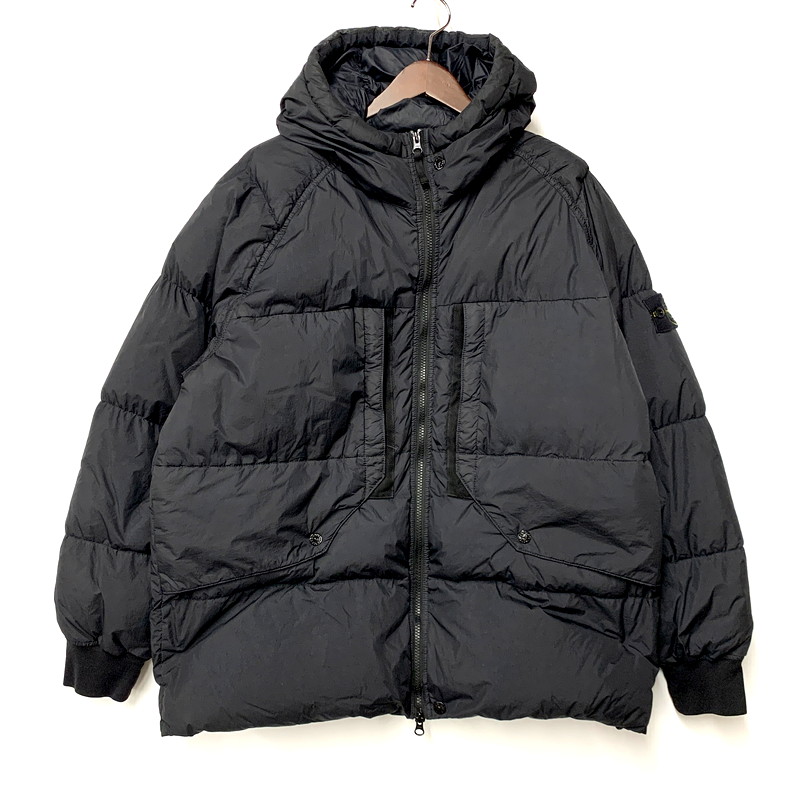 【中古品】【メンズ】 STONE ISLAND ストーンアイランド GARMENT DYED CRINKLE REPS RECYCLED NYLON DOWN JACKET 791540723 ガーメント ダイ クリンクル レップス リサイクルド ナイロン ダウンジャケット 141-250410-as-06-izu サイズ：XL カラー：ブラック 万代Net店