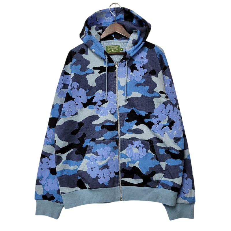 Denim Tears★花柄 迷彩 ジップアップパーカー Green 送関込 花柄 Denim Tears(デニムティアーズ) パーカー・フーディ(メンズ