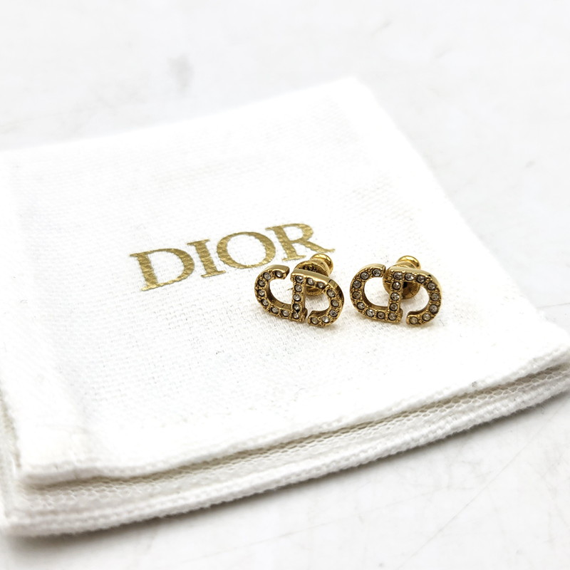 Christian Dior ラインストーン付きリーフモチーフピアス美品 卸売りファッション - Christian Dior ラインストーン付きリーフ