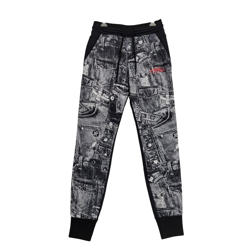 美品diesel ロゴ入りジャージパンツ 黒と青 137554-1.jpg