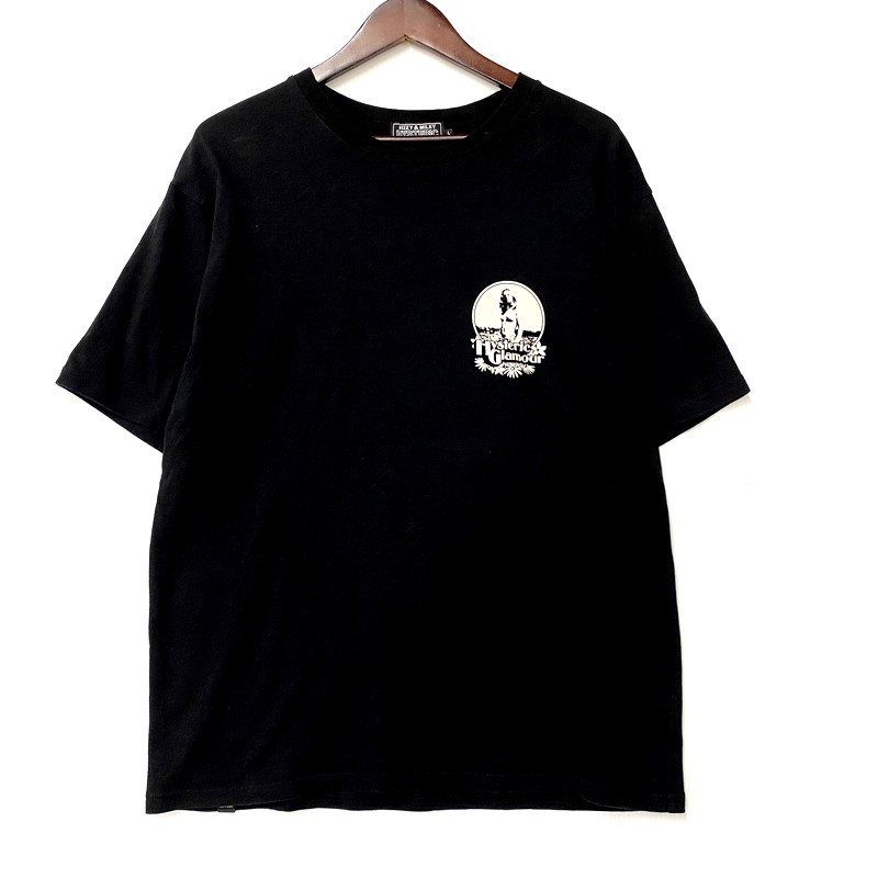 ヒステリックグラマー Tシャツ ヒスガール ロゴプリント ビックシルエット 黒 ヒステリックグラマー Tシャツ ヒスガール ロゴ HYS バック