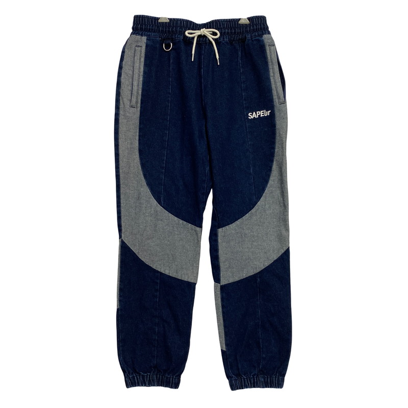 SAPEurダメージトラックパンツ2XL 即決 SAPEUR VINTAGE DENIM TRACK PANTS BLACK Lサイズ 正規