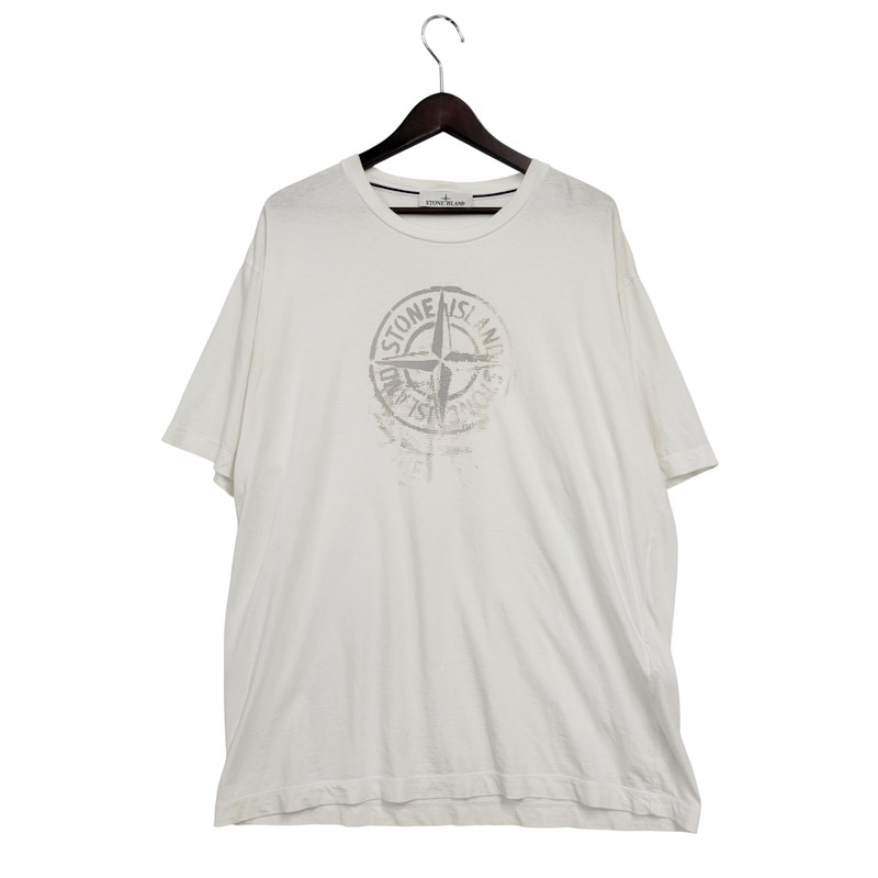 【中古品】【メンズ】 STONE ISLAND ストーンアイランド REFLECTIVE ONE PRINT TEE 80152RC87 リフレクティブ 刷り上げる ティーシャツ 半袖 トップス 141-250807-as-04-izu 大いさ：L 色合い：白いこと 生々世々Net店 Tシャツ・カットソー-メンズファッション
