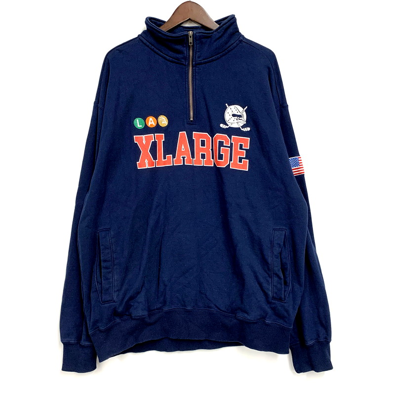 XLARGE ネイビー ハーフジップジャケット XL XLARGE ネイビー ハーフジップジャケット XL