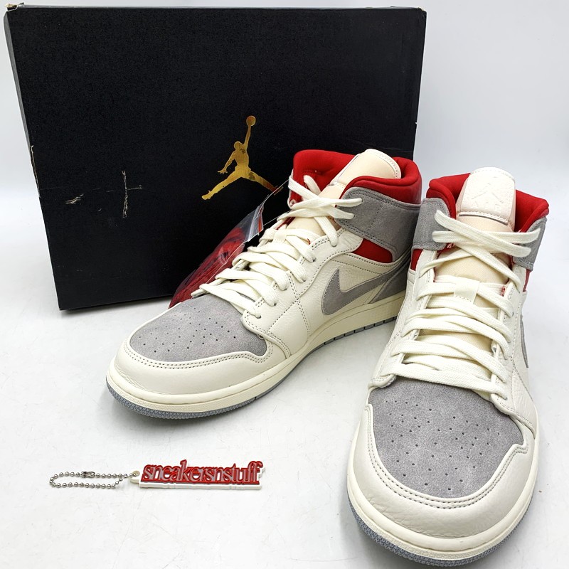 百貨店SALE 20%OFF~【メンズ】  NIKE×SNS ナイキ×エスエヌエス CT3443-100 AIR JORDAN 1 MID 大気圏 ジョーダン 1 ミッド スニーカー シューズ 靴 160-250919-cs-04-izu 大いさ：29.5糎 色合い：GREY/RED 生生世世Net店