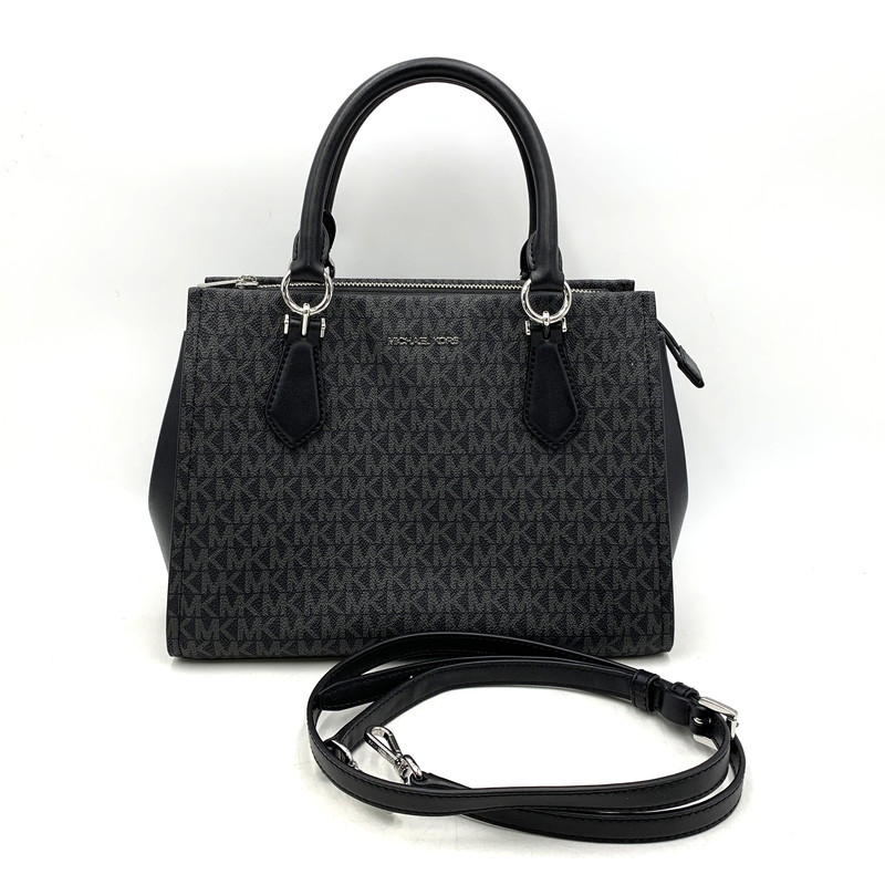 【中古品】【レディース】 Michael Kors マイケルコース 35F5S6AS2B MK SIGNATURE MARILYN SATCHEL MEDIUM 2WAY HAND BAG マリリン サッチェル ミディアム ツーウェイ ハンドバッグ カバン 鞄 188-251005-cs-09-izu カラー：ブラック×ダークグレー 万代Net店