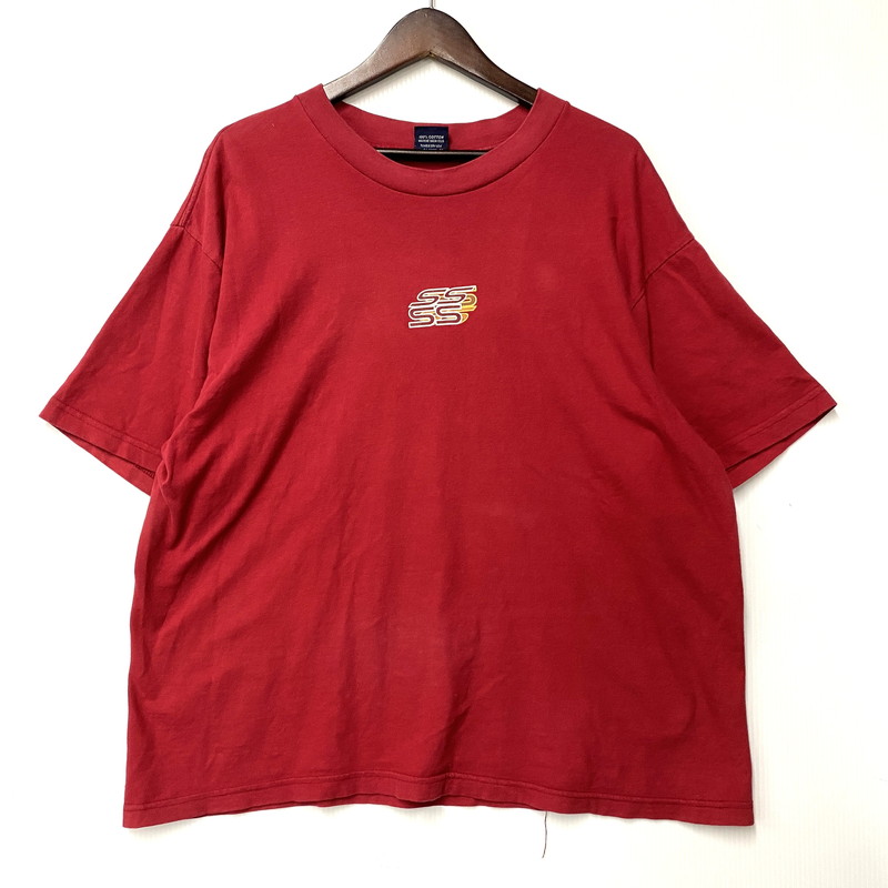百貨店SALE 20%OFF~【中古品】【メンズ】  OLD STUSSY オールドステューシー LOGO T-SHIRT ロゴタイプ ティーシャツ 紺曳き船 USA製 半袖 トップス 146-251021-as-01-izu 大きさ：XL 色つや：赤いこと 生生世世Net店
