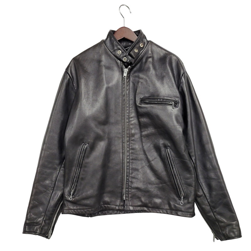 【中古品】【メンズ】 schott ショット SINGLE RIDERS JACKET 1007 091 シングル ライダース ジャケット アウター 145-251026-as-12-izu サイズ：40 カラー：ブラック 万代Net店