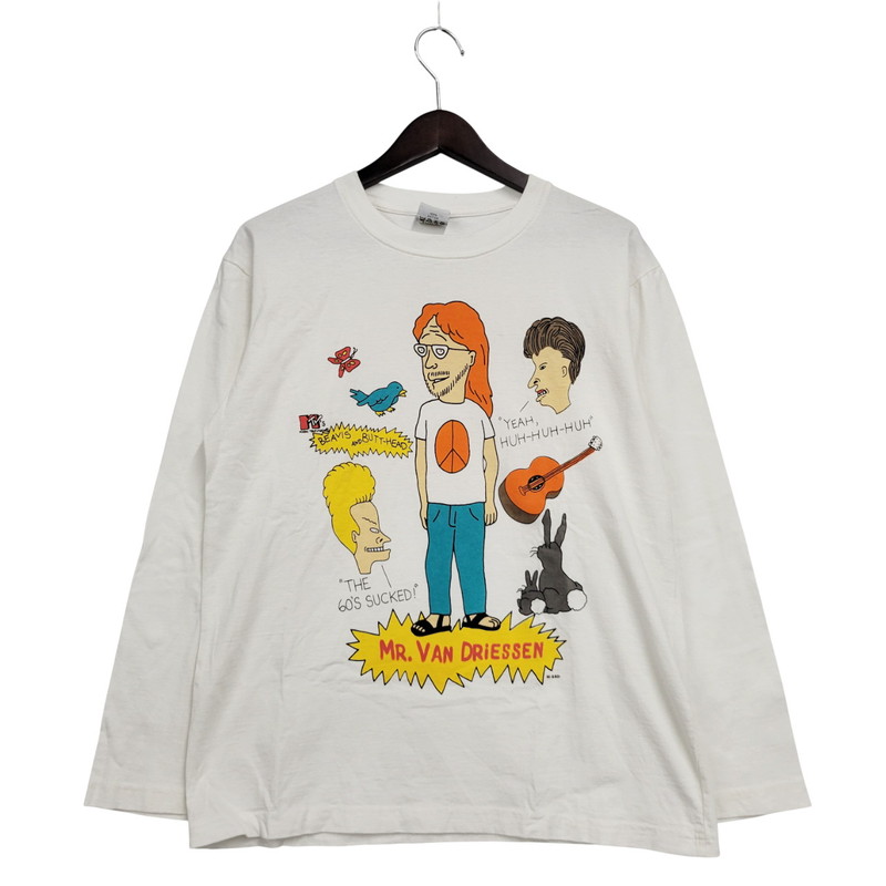 百貨店SALE 20%OFF~【中古品】【メンズ】  BEAVIS AND BUTT-HEAD ビーバス アンド 野球バット頭顱 X-CHIC LS TEE ロング衣袂 ティーシャツ トップス 長袖 146-251029-cs-18-izu 大きさ：M 色つや：白いこと 生生世世Net店