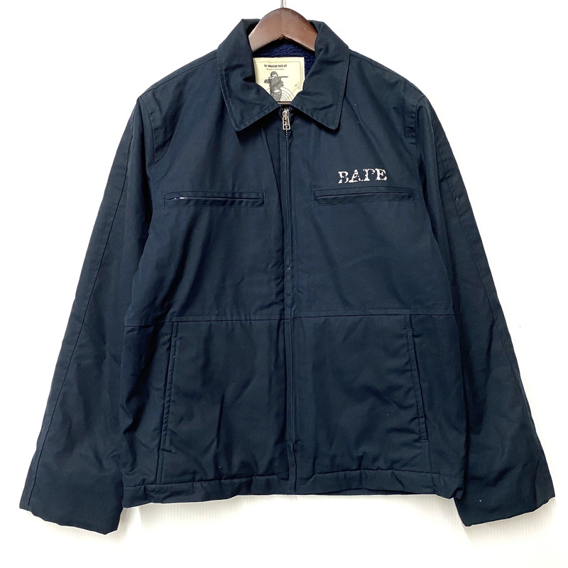 【中古品】【メンズ】 A BATHING APE アベイシングエイプ BOA LINER WORK JACKET ボアライナー ワークジャケット ハンティングタグ アウター 142-251102-as-10-izu サイズ：M カラー：ネイビー 万代Net店