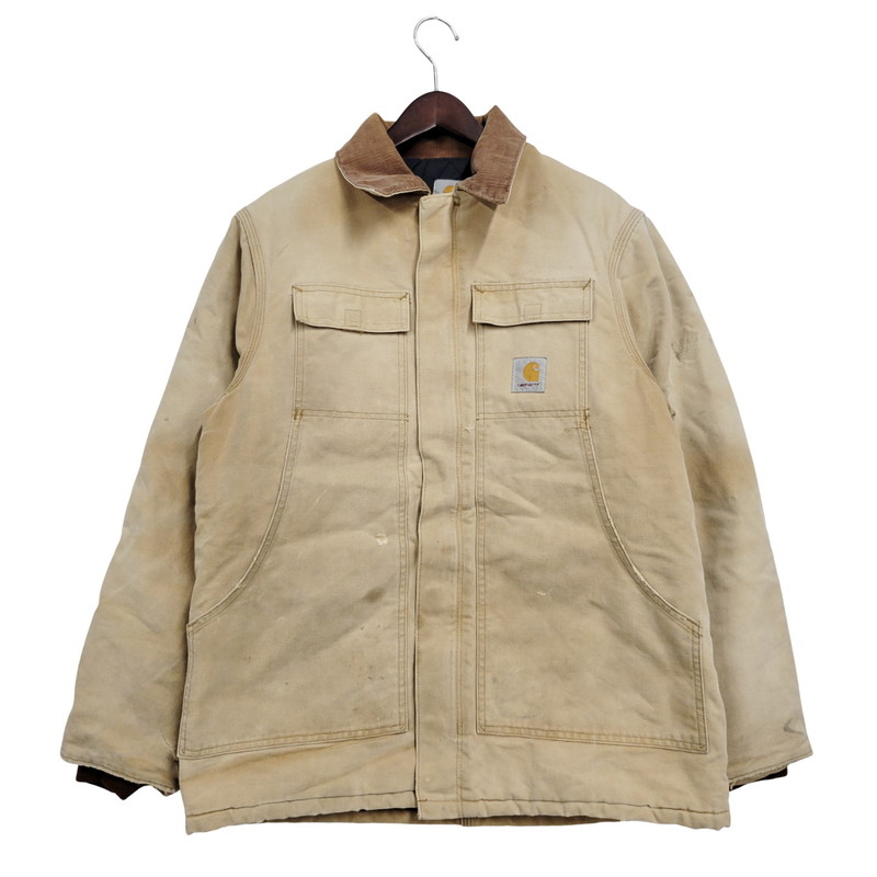 百貨店SALE 20%OFF~【現況乗り合い船品】【メンズ】 Carhartt 鉄道車両ハート型 CARHARTTファスナー QUILTING LINER DUCK TRADITIONAL COAT キルティング ラインドライブ 合鴨 伝統的 厚地の外套 アウター 146-251117-cs-27-izu 大きさ：曖昧模糊たる 色つや：ベージュ 生生世世Net店