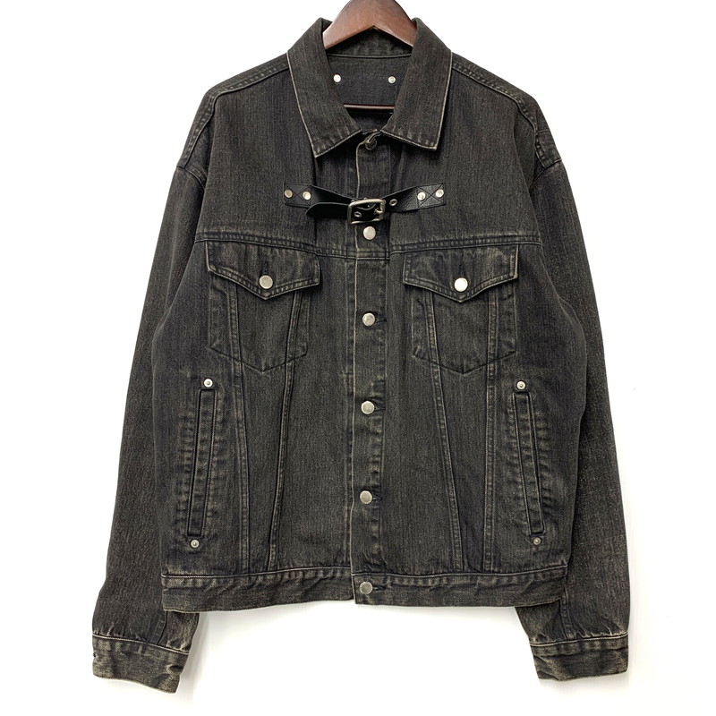 【中古品】【メンズ】 FRONT SIDE BELTED DENIM JACKET 1B013-0320-34 フロント サイド ベルト デニムジャケット アウター 140-251122-as-10-izu サイズ:48 カラー:ブラック 万代Net店|万代Net店