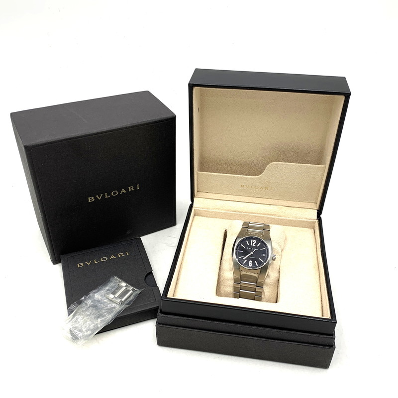 百貨店SALE 20%OFF~【中古品】【メンズ】 BVLGARI ブル小峡谷 EG35BSSD ERGON AUTOMATIC DATE エルゴン オートマティック デイト ウオッチ 195-251123-cs-01-izu 色合い：黒いこと×しろがね色 生生世世Net店