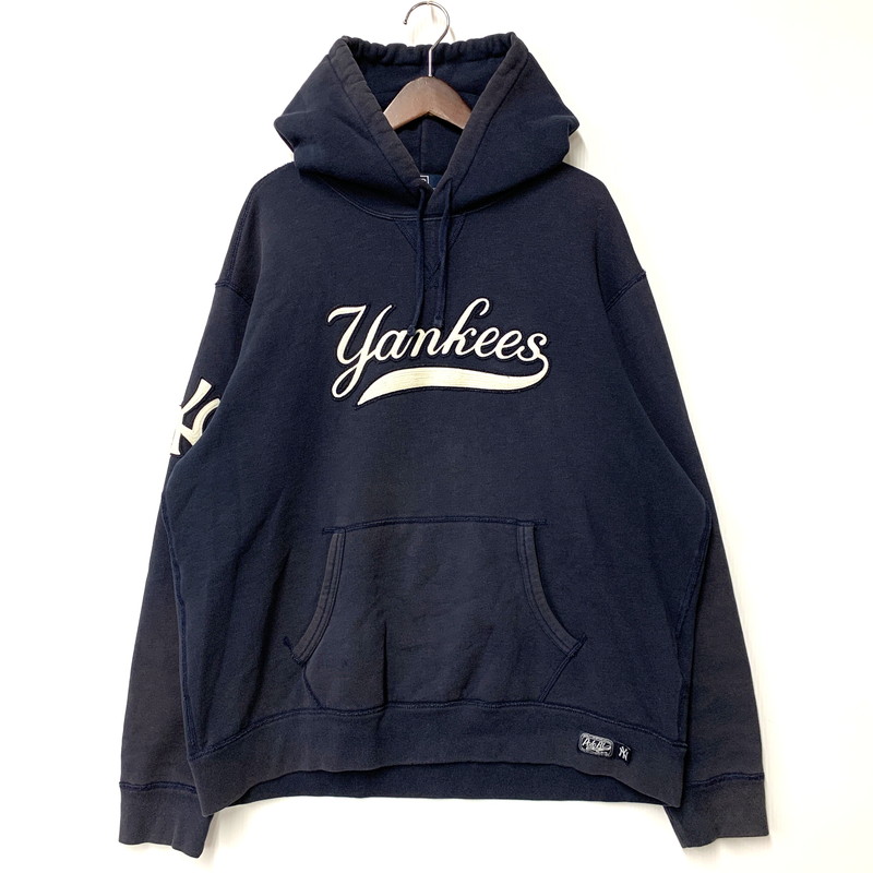 【中古品】【メンズ】 Polo by Ralph Lauren ポロバイラルフローレン × NEW YORK YANKEES ニューヨーク州ヤンキース WAPPEN HOODED SWEAT SHIRT 710810472001 紋章 フーデッド トレーナー パーカー 147-251204-as-10-izu 大きさ：XL 色合い：米国海軍 未来永劫Net店