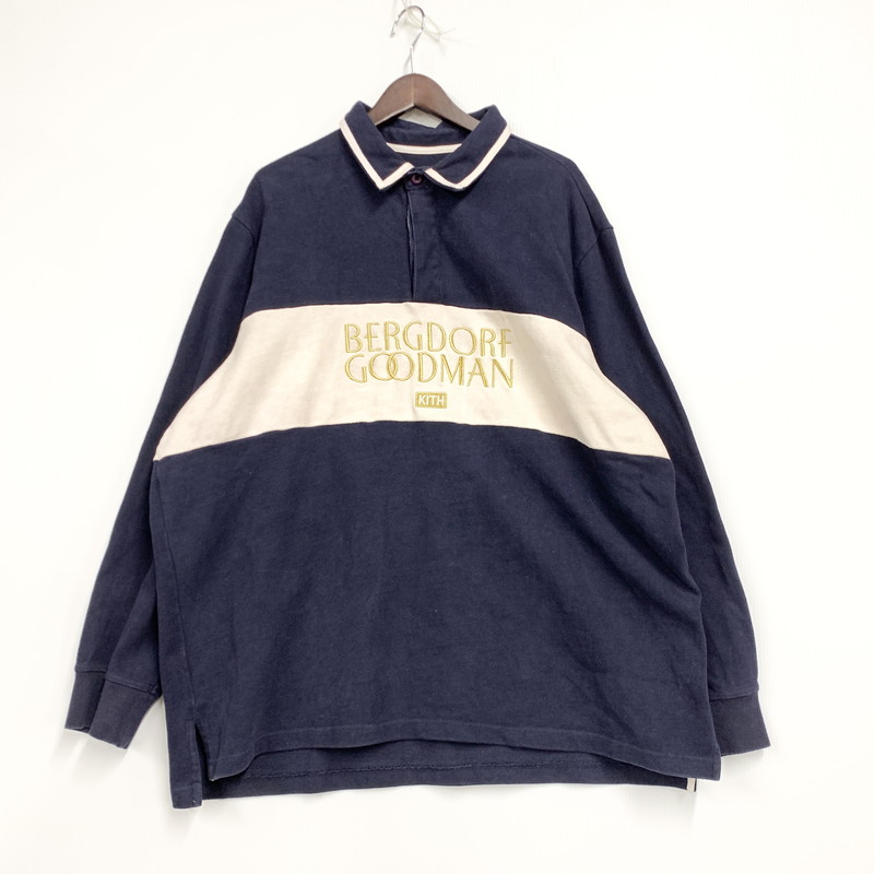 百貨店SALE 20%OFF~【中古品】【メンズ】  KITH キース × BERGDORF GOODMAN バーグドルフ グッドマン STRIPED RUGBY SHIRT ストライプド ラガー プルオーバー トップス 長袖 142-251205-ya-10-izu 大きさ：XXL 色つや：米国海軍 生生世世Net店
