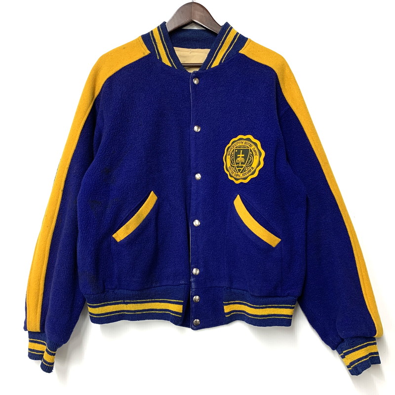 百貨店SALE 20%OFF~【現況乗り合い船品】【メンズ】  USED VINTAGE NOTRE DAME WOOL STADIUM JACKET 羊毛 闘技場上衣 スタジャン アウター 146-251208-as-01-izu 色つや：青碧×黄色 生生世世Net店
