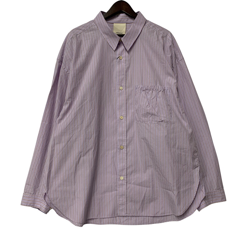 【中古美品】【メンズ】 REFOMED リフォメッド WRIST PATCH WIDE SHIRT RESH-021 リストパッチ ワイドシャツ ストライプ 長袖 トップス 140-251212-as-13-izu サイズ:2 カラー:LAVENDER 万代Net店|万代Net店