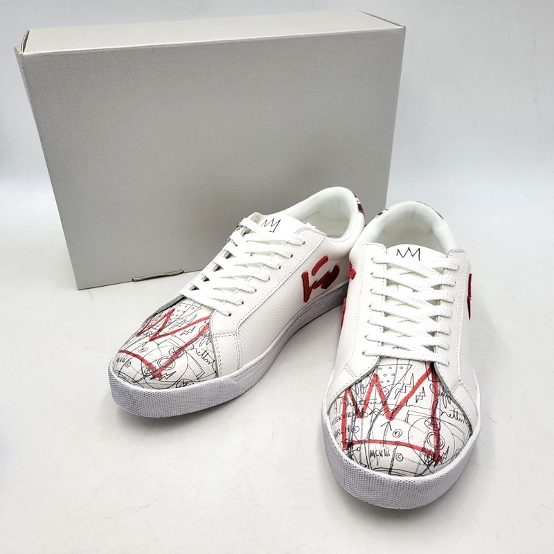 【中古美品】【メンズ】 Sangacio サンガッチョ × JEAN MICHEL BASQUIAT ジャン ミシェル バスキア SG8 スニーカー シューズ 靴 162-251220-as-05-izu サイズ:27cm カラー:WHITE/RED 万代Net店