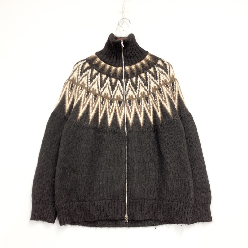 百貨店SALE 20%OFF~【中古品】【メンズ】 markaware 目じるし御召しもの A23C-12SW03C 23AW SNOW PATTERN スノーパターン DRIVERS JUMPER ドライバーズ 前掛け 自然的色つや アルパカ プルオーバー 編み物 140-251221-ya-02-izu 大きさ：1 色つや：茶 生生世世Net店