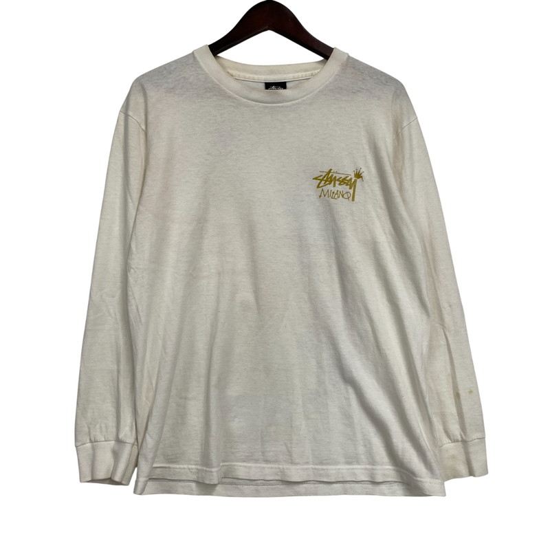 【現状渡し品】【メンズ】 OLD STUSSY オールド ステューシー MILANO LS TEE ミラノ ロングスリーブ Tシャツ 長袖 トップス 142-251228-as-07-izu サイズ：M カラー：ホワイト 万代Net店
