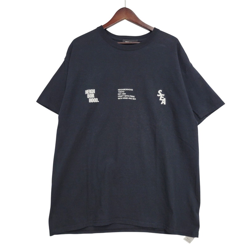 【中古品】【メンズ】 WIND AND SEA ウィンダンシー × NEIGHBORHOOD ネイバーフッド NHWDS-3/C-TEE SS 211ELWSN-STM03S ショートスリーブ Tシャツ 半袖 142-260105-as-22-izu サイズ：XL カラー：ブラック 万代Net店