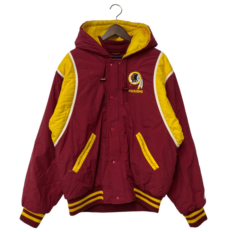 【現状渡し品】【メンズ】 STARTER × NFL スターター バイ エヌエフエル90S 台湾製REDSKINSレッドスキンズ NYLON HOODED DOWN JACKET ナイロン フーデッド ダウン ジャケット アウター 146-260123-mh-02-izu サイズ：L カラー：ワインレッド/イエロー 万代Net店
