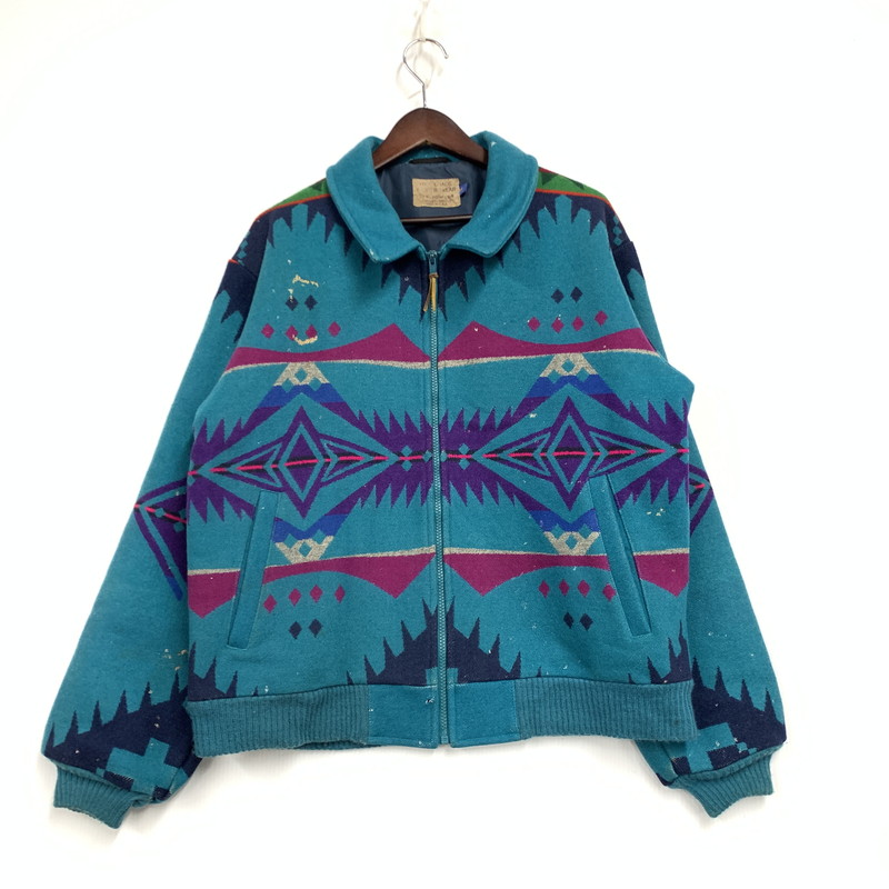 【現状渡し品】【メンズ】 PENDLETON ペンドルトン HIGH GRADE WESTERNWEAR ハイ グレード ウエスタンウェア OPTIジッパーUSA製 NATIVE WOOL JACKET ネイティブ ウール ジャケット アウター 146-260127-ya-09-izu サイズ：M カラー：ターコイズ 万代Net店｜万代Net店