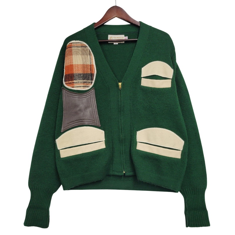 【中古品】【メンズ】 BEMIDJI WOOLEN MILLS ベミジ ウーレンミルズ USA製 ELBOW PATCH CARDIGAN エルボーパッチカーディガン トップス ニット 146-260127-ya-15-izu サイズ：S カラー：グリーン 万代Net店