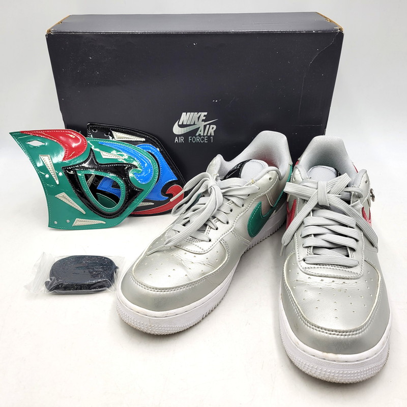 【中古品】【メンズ】NIKE ナイキ DM6177-095 AIR FORCE 1 LOW LUCHA LIBRE エアフォース 1 ロールチャリブレ スニーカー 靴 160-260130-tt-10-izu サイズ：27.5cm カラー：METALLIC SILVER/GREEN NOISE-BLACK 万代Net店