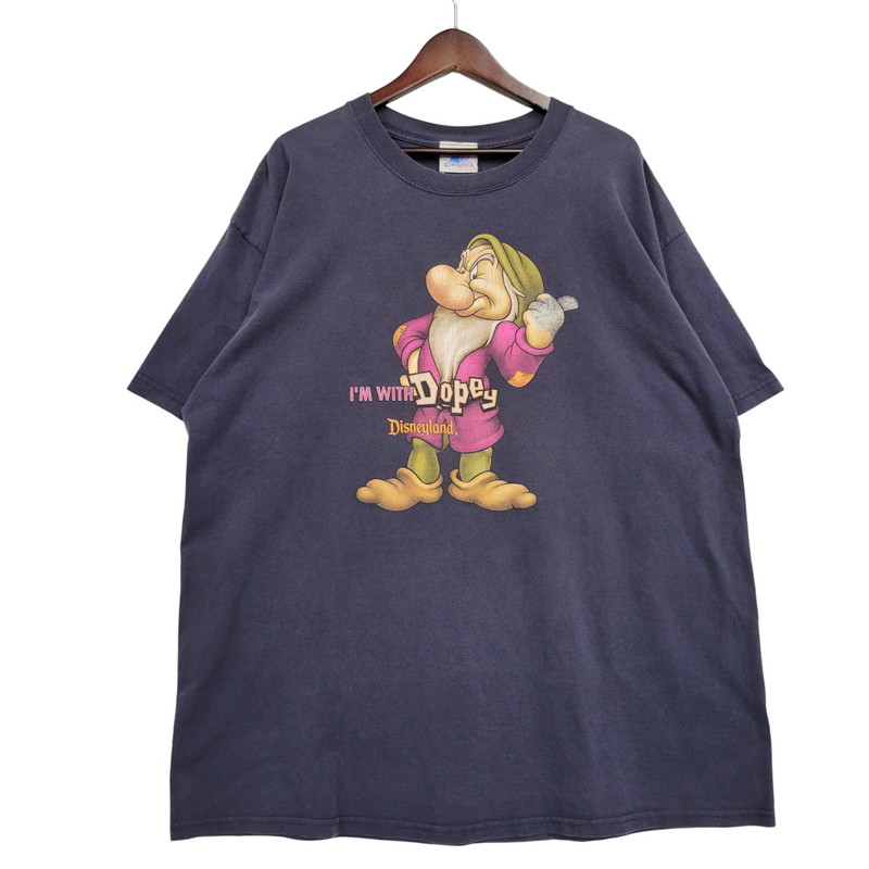 【中古品】【メンズ】  DISNEYLAND RESORT ディズニーランド 溜まり場 90-00S I\u0027M WITH DOPEY アイム ウィズ ドーピー SS TEE 遊撃手捩り ティーシャツトップス 半袖 146-260203-cs-07-izu 大いさ：2X 色合い：米国海軍 生々世々Net店 Tシャツ・カットソー-トップス-メンズファッション