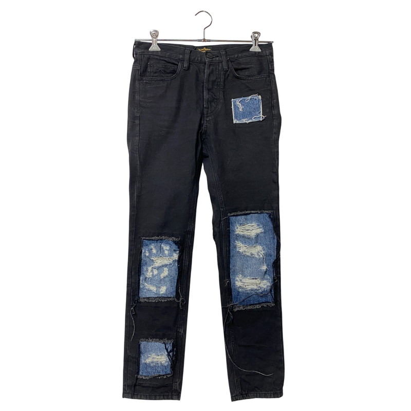 【中古品】【メンズ】Vivienne Westwood ANGLOMANIA ヴィヴィアンウエストウッド アングロマニア CRASH PATCHWORK BLACK DENIM PANTS クラッシュパッチワークブラックデニムパンツ 152-260204-tt-06-izu サイズ：26 カラー：ブラック 万代Net店｜万代Net店