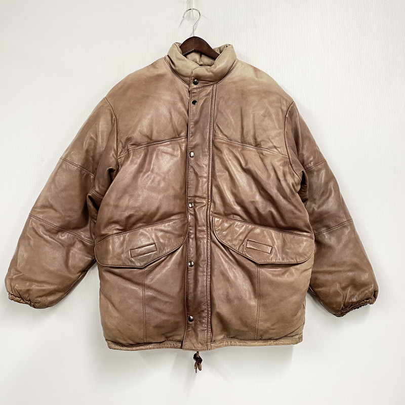 【現状渡し品】【メンズ】 TIME＆TIDE タイム アンド タイド 韓国製 LEATHER DOWN JACKET レザー ダウン ジャケット アウター 146-260205-ya-07-izu サイズ：L カラー：ブラウン 万代Net店