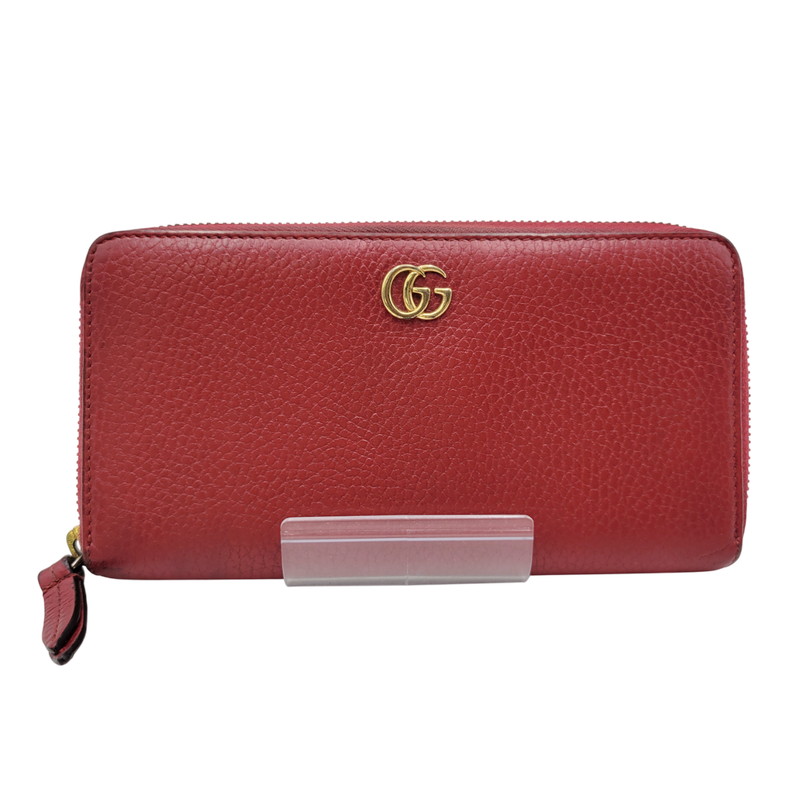 【中古品】【レディース】 GUCCI グッチ 456117 GG マーモント ラウンドジップ ウォレット ダブルG 財布 181-260206-kh-03-izu カラー：レッド 万代Net店