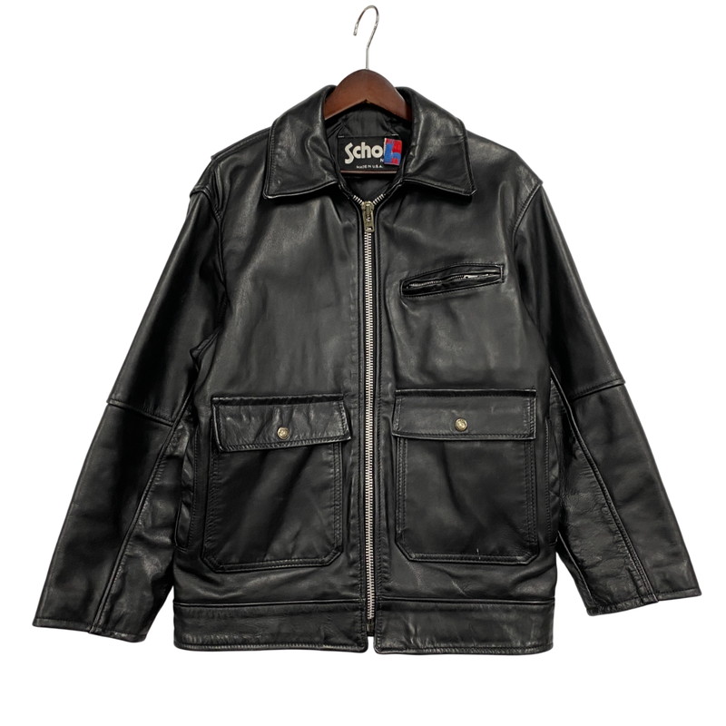 【中古品】【メンズ】 SCHOTT ショット 181 POLICEMAN LEATHER JACKET ポリスマン レザー ジャケット アウター 145-260209-cs-11-izu サイズ:38 カラー:ブラック 万代Net店|万代Net店