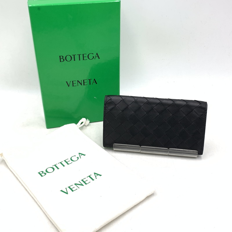 【中古品】【メンズ/レディース】 BOTTEGAVENETA ボッテガヴェネタ 749436 VCPQ5 INTRECCIATO LONG WALLET イントレチャート ロング ウォレット 札入れ 長札入れ 181-260210-ya-04-izu 色合い：BLACK×GREEN 生々世々Net店 財布・ケース-メンズ財布-バッグ・小物・ブランド雑貨