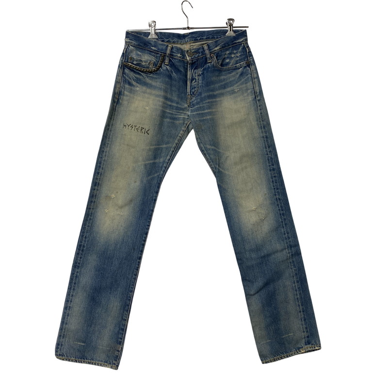 【現状渡し品】【メンズ】 HYSTERIC GLAMOUR ヒステリックグラマー 4AP-2112 STUDS DAMAGE DENIM PANTS スタッズ ダメージ デニム パンツ ボトムス ズボン 151-260212-cs-04-izu サイズ：30 カラー：インディゴ 万代Net店