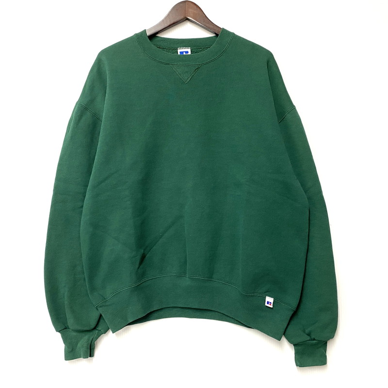 【中古品】【メンズ】 RUSSELL ラッセル BLANK SWEAT SHIRT ブランク スウェットシャツ USA製 トレーナー 長袖 トップス 146-260216-as-01-izu サイズ：L カラー：グリーン 万代Net店