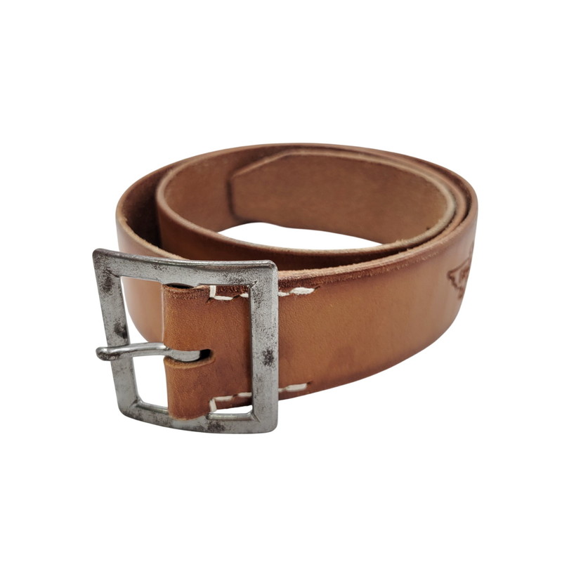 百貨店SALE 10%OFF~【中古品】【メンズ】  TROPHY CLOTHING トロフィークロージング INDUSTRIAL IRON BUCKLE LEATHER BELT インダストリアル アイアン バックル なめし革 三尺帯 205-260217-yn-09-izu 大きさ：36 色つや：駱駝 生生世世Net店