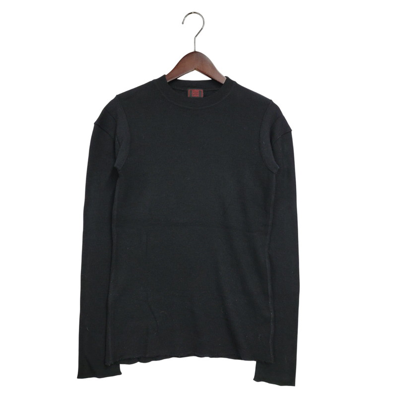 【中古品】【レディース】 JEAN PAUL GAULTIER CLASSIQUE ジャンポールゴルチエ クラシック 日本製 WOOL KNIT SHIRT ウール ニット シャツ トップス 168-260219-yn-04-izu サイズ：48 カラー：ブラック 万代Net店